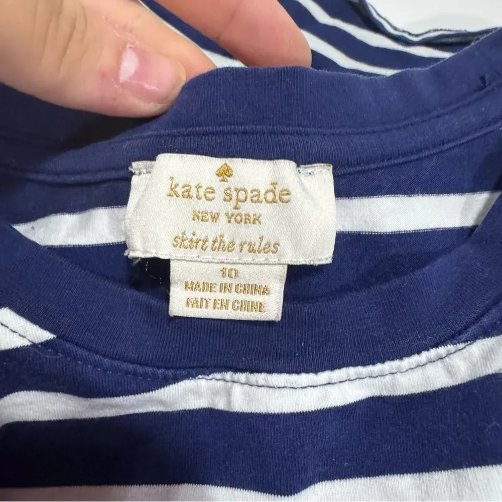 Kate Spade Navy Striped Bow Long Sleeve T-Shirt